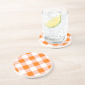 Oranje Gingham Check Pattern Zandsteen Onderzetter (Zijkant)
