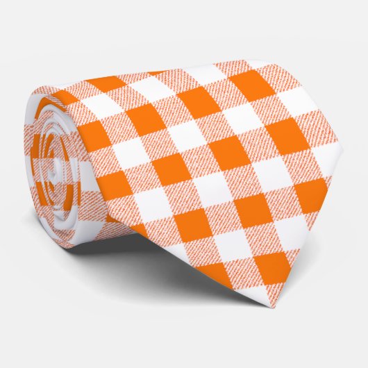oranje gingham check stropdas (Opgerold)