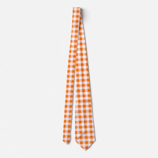 oranje gingham check stropdas (Achterkant)