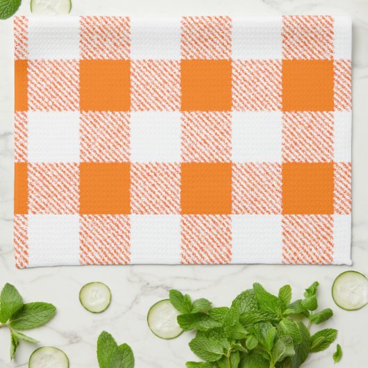 oranje gingham check theedoek (Gevouwen)