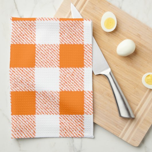 oranje gingham check theedoek (Quarter Fold)