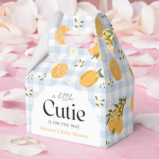 Oranje Gingham Citrus Baby Shower Bedankdoosjes (Huwelijk)