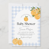 Oranje Gingham Citrus Baby Shower Kaart (Voorkant)