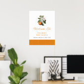 Oranje Gingham Citrus Baby shower Welkom Poster (Thuiskantoor)