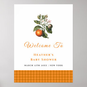  Oranje Gingham Citrus Baby shower Welkom Poster