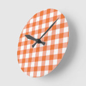 Oranje Gingham Clock Ronde Klok (Hoek)