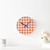 Oranje Gingham Clock Ronde Klok (Huis)