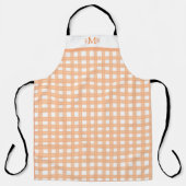 Oranje Gingham Custom Monogram Initialen Schort (Voorkant)