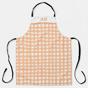 Oranje Gingham Custom Monogram Initialen Schort