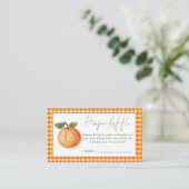 Oranje Gingham Cutie Luier Raffle Baby shower Informatiekaartje (Staand voorkant)