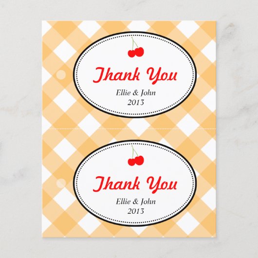 Oranje gingham diy bruiloft geschenk tas hang labe flyer (Voorkant)