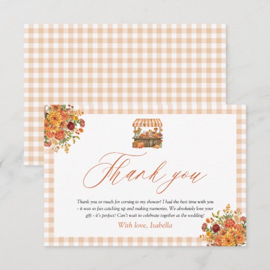 Oranje Gingham Fresh van de markt dank u kaart (Voorkant / Achterkant)