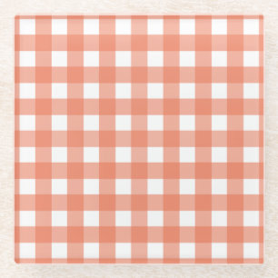 Oranje gingham glazen onderzetter