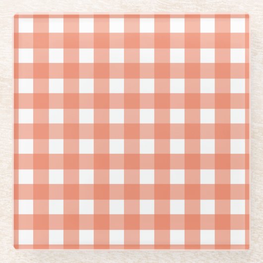 Oranje gingham glazen onderzetter (Voorkant)