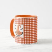 Oranje Gingham Halloween Heksenhoed & Vleermuizen Mok (Voorkant links)