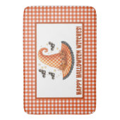 Oranje Gingham Halloween Heksenhoed Welkom Badmat (Voorkant Verticaal)