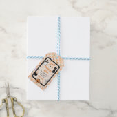 Oranje Gingham Halloween Verjaardagsfeest Cadeaulabel (Met Touw)