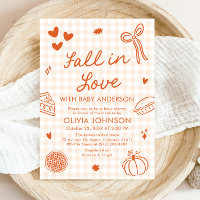Oranje Gingham Hand Getekende Herfst Liefde Baby S