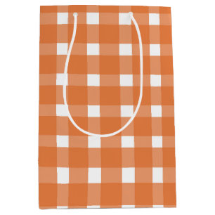 Oranje Gingham Herfst Baby shower Medium Cadeauzakje