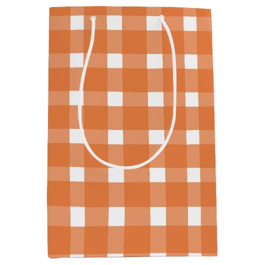 Oranje Gingham Herfst Baby shower Medium Cadeauzakje (Voorkant)