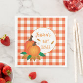 Oranje Gingham Herfst Baby shower Papieren servett Servet (Insitu)