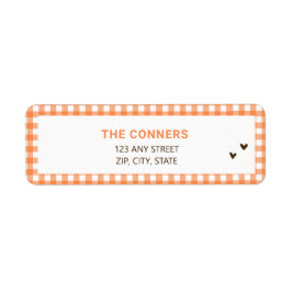 Oranje Gingham Herfst Baby Shower Retouradres Etiket
