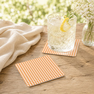 Oranje Gingham Herfst Pompoen Drankstation Kartonnen Onderzetters