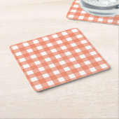 Oranje gingham kartonnen onderzetters (Schuin)
