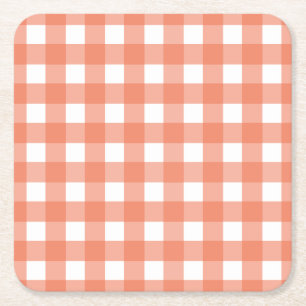Oranje gingham kartonnen onderzetters