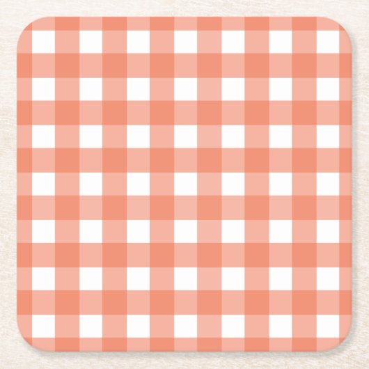 Oranje gingham kartonnen onderzetters (Voorkant)