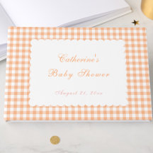 Oranje Gingham Klassiek Baby Shower Gastboek