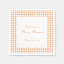 Oranje Gingham Klassieke Baby Shower Servet