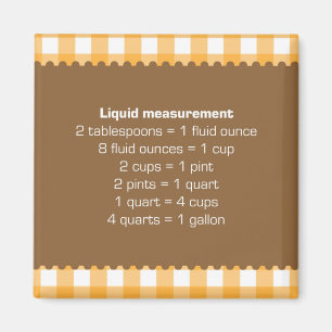 Oranje Gingham Liquid Measure Grafiek Keuken Helpe Magneet