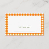 Oranje Gingham Little Cutie Display Baby shower Informatiekaartje (Achterkant)