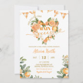 Oranje Gingham Main Squeeze Bruiloftsborrel Kaart (Voorkant)