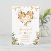 Oranje Gingham Main Squeeze Bruiloftsborrel Kaart (Staand voorkant)