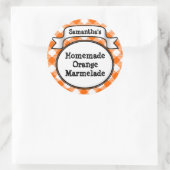 Oranje Gingham Marmelade, Jelly, Jam Jar/Lid Label (Tas)