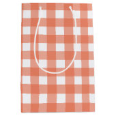 Oranje gingham medium cadeauzakje (Voorkant)