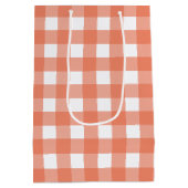 Oranje gingham medium cadeauzakje (Achterkant)