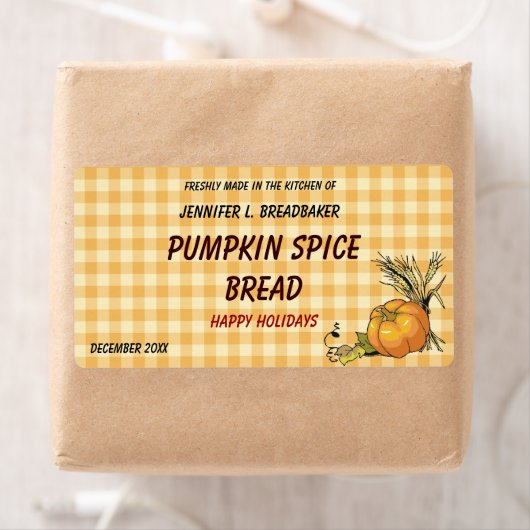 Oranje Gingham met pompoen en tarwevoer Etiket (Insitu)