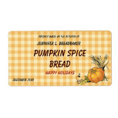 Oranje Gingham met pompoen en tarwevoer Etiket (Voorkant)