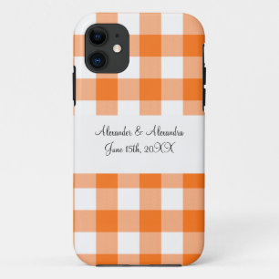 Oranje gingham patroon bruiloft gunsten Case-Mate iPhone case