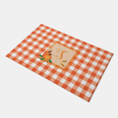Oranje Gingham Pattern Herfst Monogram Deurmat (Schuin)