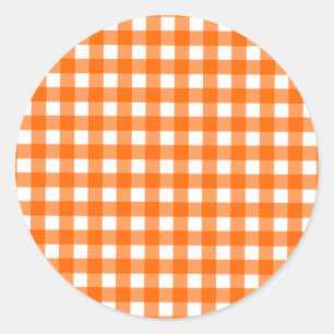 Oranje Gingham Pattern Ronde Sticker