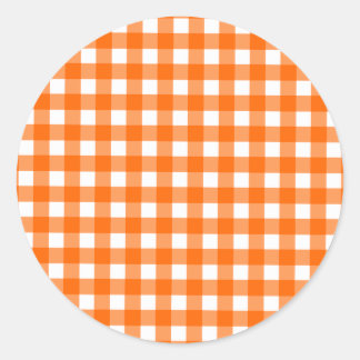 Oranje Gingham Pattern Ronde Sticker