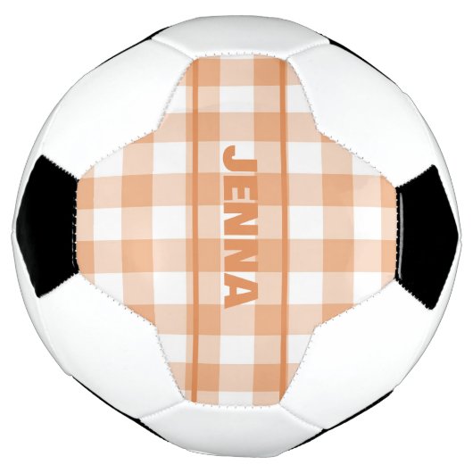 ORANJE GINGHAM PLAID GEPERSONALISEERD VOETBAL (Gedraaid)