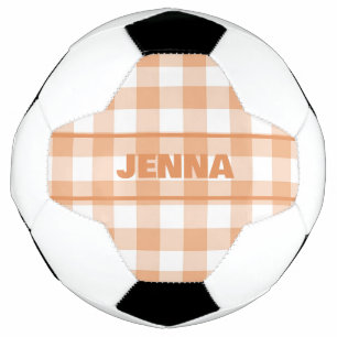 ORANJE GINGHAM PLAID GEPERSONALISEERD VOETBAL