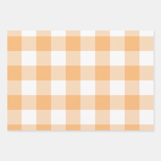 Oranje Gingham Plaid Multi Inpakpapier Vel (Voorkant 3)