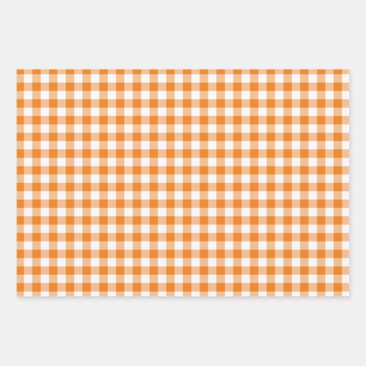 Oranje Gingham Plaid Multi Inpakpapier Vel (Voorkant)