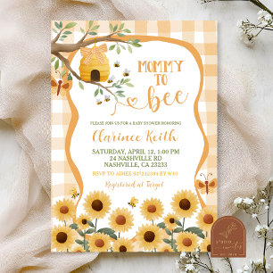 Oranje Gingham Plaid Zonnebloem Bij Baby Shower Ui Kaart